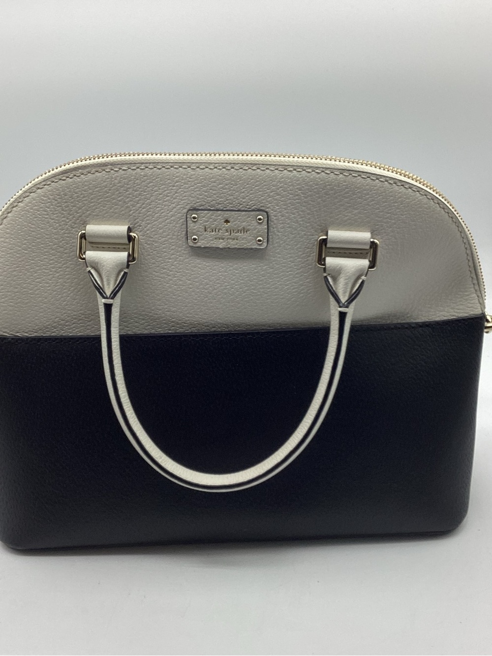 Kate Spade Grove Street Carli Dome Satchel Black and White Leather.